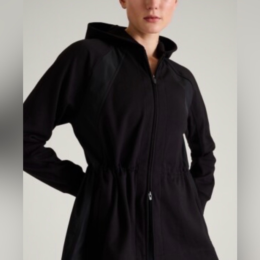 Athleta Black Hooded Jacket Size Large - C11